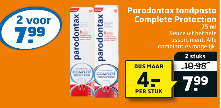 Paradontax   tandpasta folder aanbieding bij  Trekpleister - details