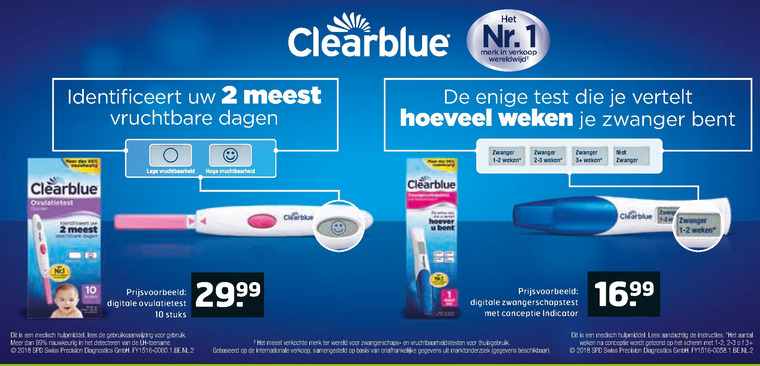 Clearblue   zwangerschapstest folder aanbieding bij  Trekpleister - details