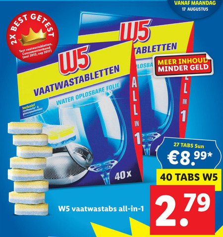 W5   vaatwasmiddel folder aanbieding bij  Lidl - details