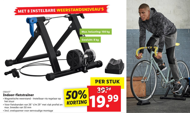 Stier ledematen Oeps Crivit fietstrainer folder aanbieding bij Lidl - details