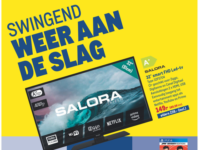 Salora   led breedbeeldtelevisie folder aanbieding bij  Makro - details