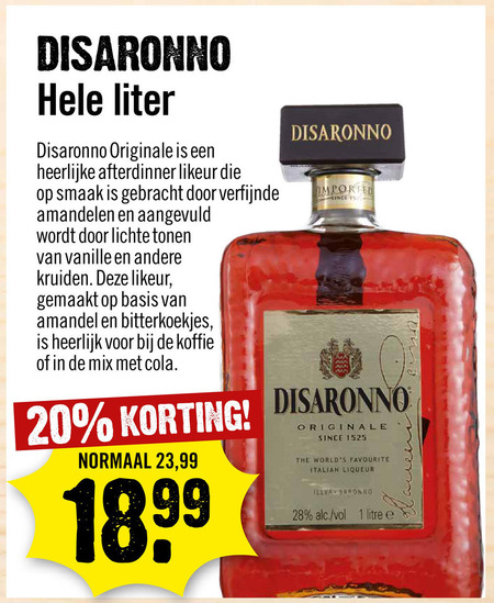 Disaronno   amaretto folder aanbieding bij  Dirck III - details