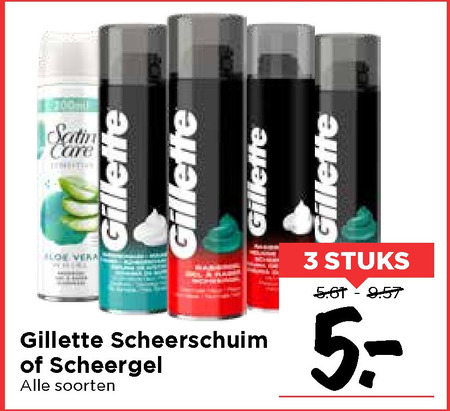 Gillette Satin Care   scheergel, scheerschuim folder aanbieding bij  Vomar - details