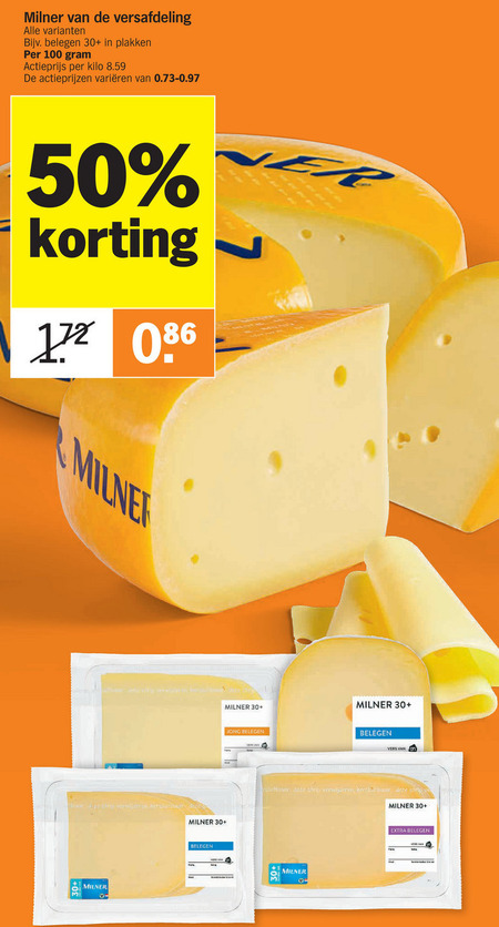 Milner   kaasplakken, kaas folder aanbieding bij  Albert Heijn - details