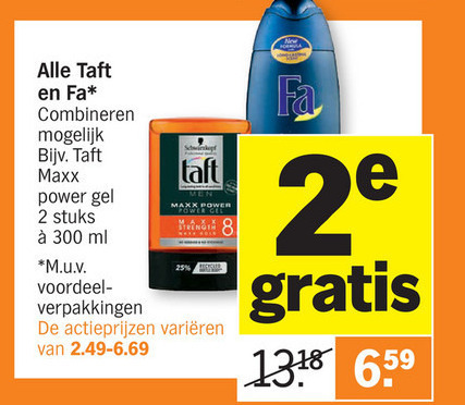 Taft   haargel, deodorant folder aanbieding bij  Albert Heijn - details