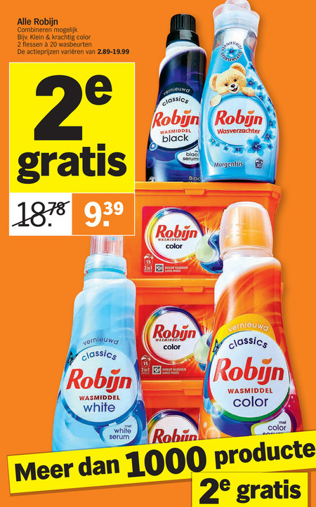 Robijn   wasmiddel, wasverzachter folder aanbieding bij  Albert Heijn - details