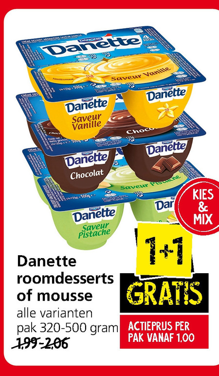 Danette   chocolademousse, toetje folder aanbieding bij  Jan Linders - details