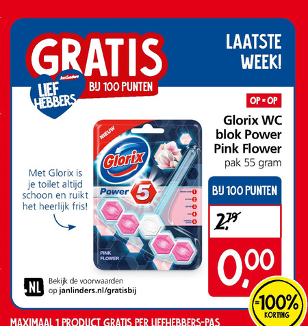 Glorix   toiletblok folder aanbieding bij  Jan Linders - details