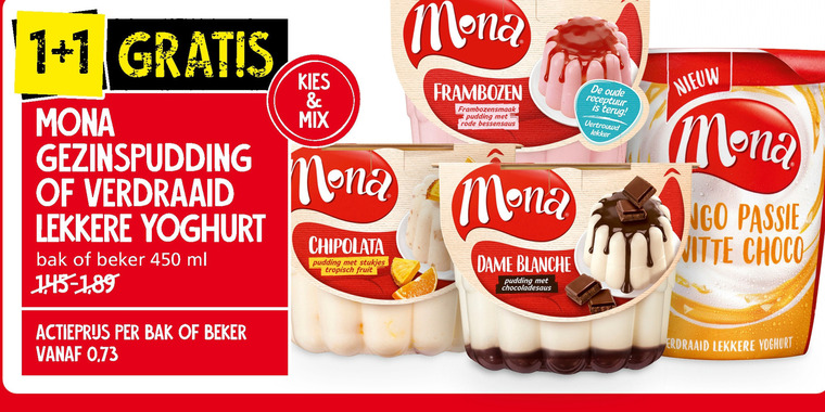 Mona   vruchtenyoghurt, pudding folder aanbieding bij  Jan Linders - details