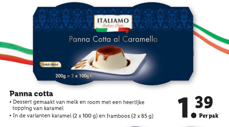 Italiamo   panna cotta folder aanbieding bij  Lidl - details