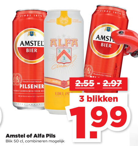 Alfa   blikje bier folder aanbieding bij  Plus - details