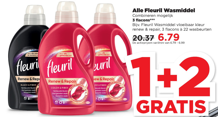 Fleuril   wasmiddel folder aanbieding bij  Plus - details