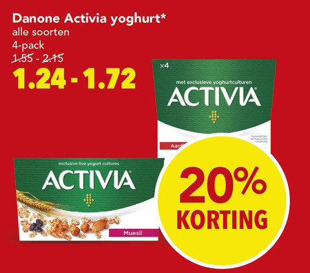 Danone Activia   vruchtenyoghurt folder aanbieding bij  Deen - details
