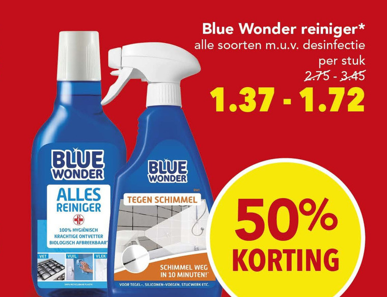 Blue Wonder   allesreiniger, schimmelreiniger folder aanbieding bij  Deen - details