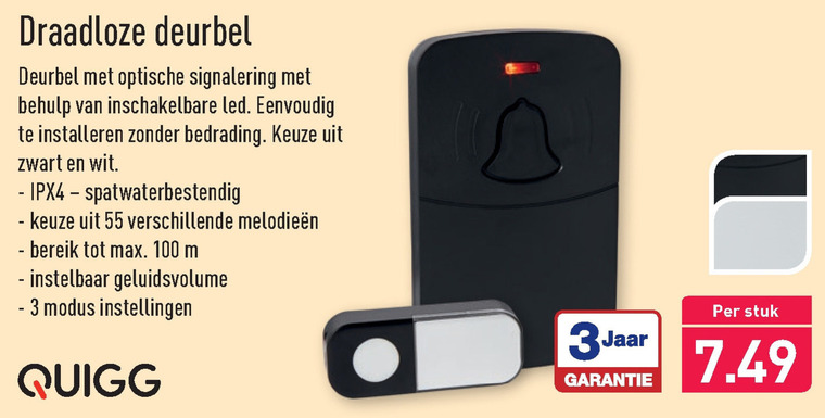 Quigg   deurbel folder aanbieding bij  Aldi - details