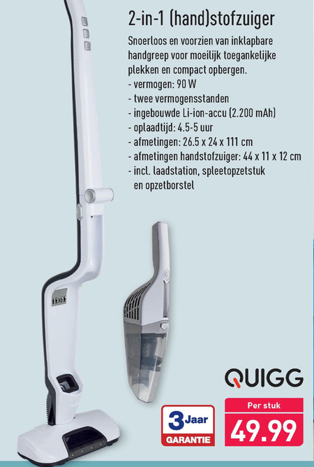 Quigg   steelstofzuiger folder aanbieding bij  Aldi - details