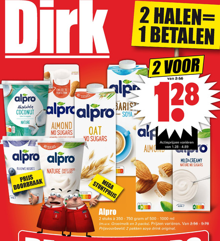 Alpro   soja melk, soja yoghurt folder aanbieding bij  Dirk - details