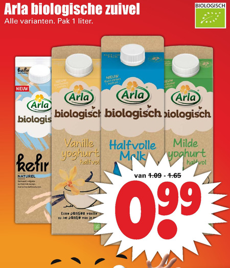 Arla   drinkyoghurt, melk folder aanbieding bij  Dirk - details