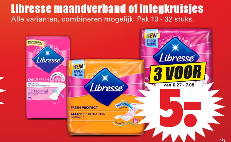 Libresse   maandverband, inlegkruisjes folder aanbieding bij  Dirk - details