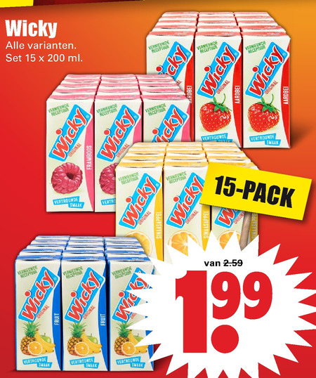 Wicky   fruitdrank folder aanbieding bij  Dirk - details