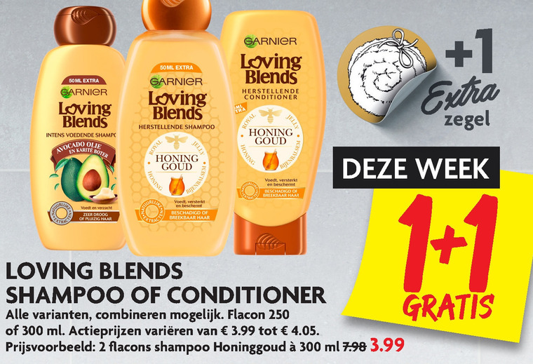Garnier Loving Blends   shampoo, conditioner folder aanbieding bij  Dekamarkt - details