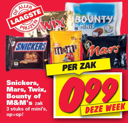 Twix   chocoladereep, mini chocoladerepen folder aanbieding bij  Nettorama - details