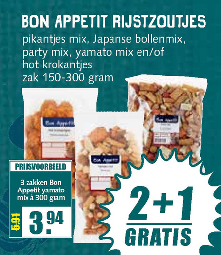 Bon Appetit   rijstzoutjes folder aanbieding bij  MCD Supermarkt Basis - details