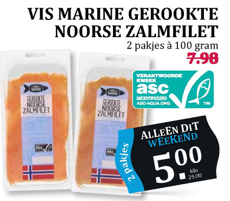 Vis Marine   gerookte zalmfilet folder aanbieding bij  Boons Markt - details