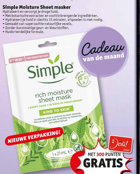 Simple   gezichtsmasker folder aanbieding bij  Kruidvat - details