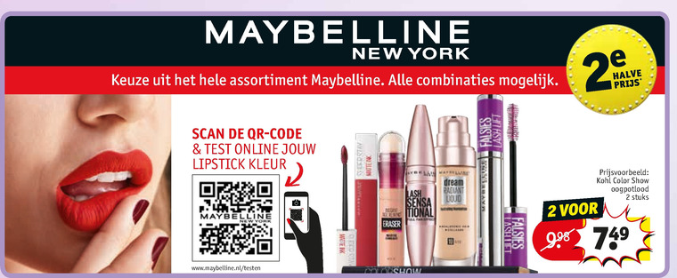 Maybelline   cosmetica, lipgloss folder aanbieding bij  Kruidvat - details