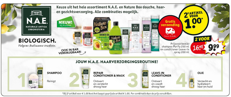 N.A.E.   shampoo, conditioner folder aanbieding bij  Kruidvat - details