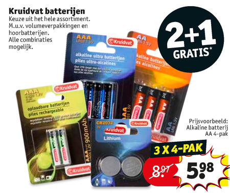 Kruidvat Huismerk   knoopcelbatterij, batterij folder aanbieding bij  Kruidvat - details