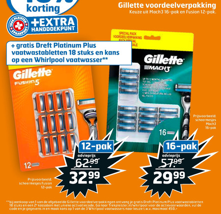 Gillette   scheermesjes folder aanbieding bij  Trekpleister - details