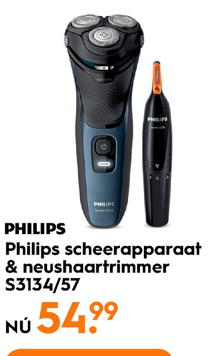 Philips   elektrisch scheerapparaat, neustrimmer folder aanbieding bij  Blokker - details