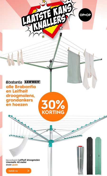 Beschrijving vertaling maat Leifheit droogmolen folder aanbieding bij Blokker - details