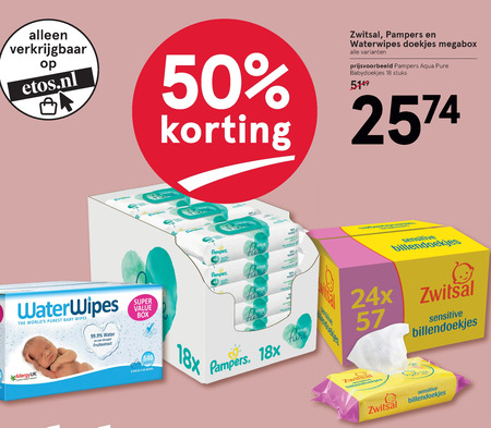 Waterwipes   billendoekjes folder aanbieding bij  Etos - details