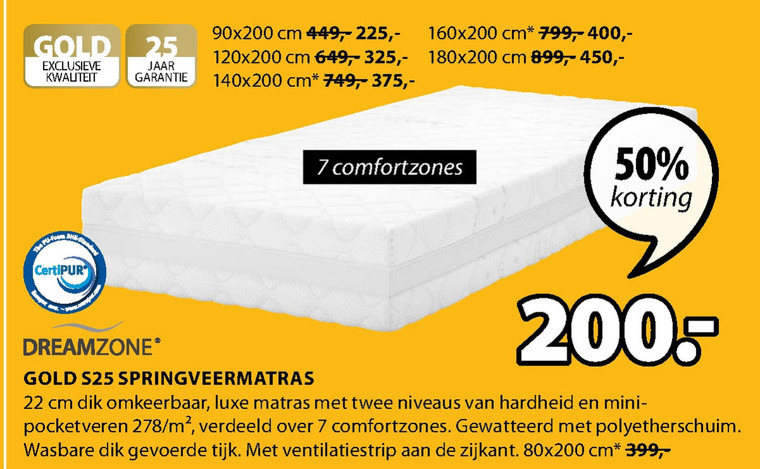 Dreamzone   matras folder aanbieding bij  Jysk - details