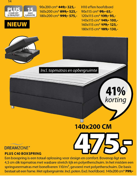 Dreamzone   boxspring folder aanbieding bij  Jysk - details