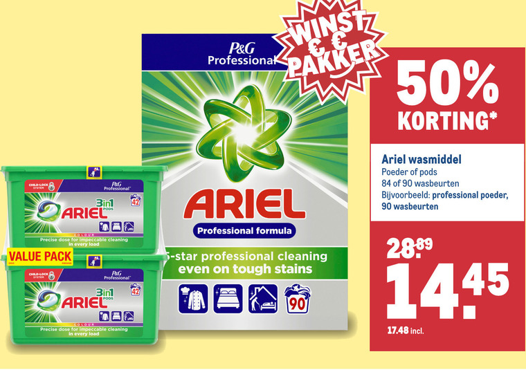 Ariel   wasmiddel folder aanbieding bij  Makro - details