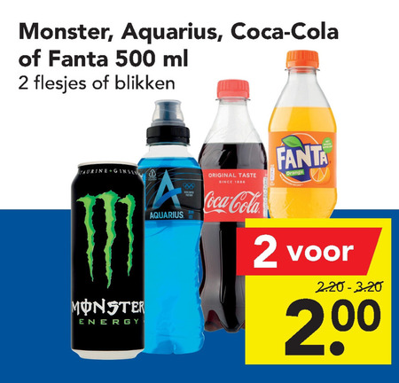 Aquarius   sportdrank, cola folder aanbieding bij  Deen - details