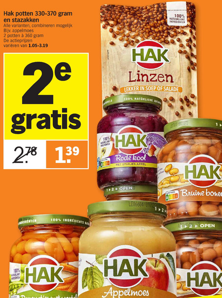 Hak   appelmoes, groenteconserven folder aanbieding bij  Albert Heijn - details