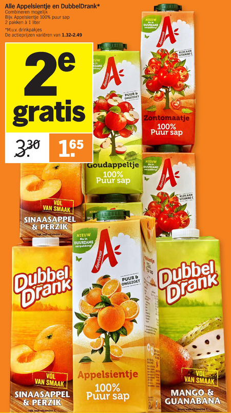 Dubbeldrank   fruitdrank folder aanbieding bij  Albert Heijn - details