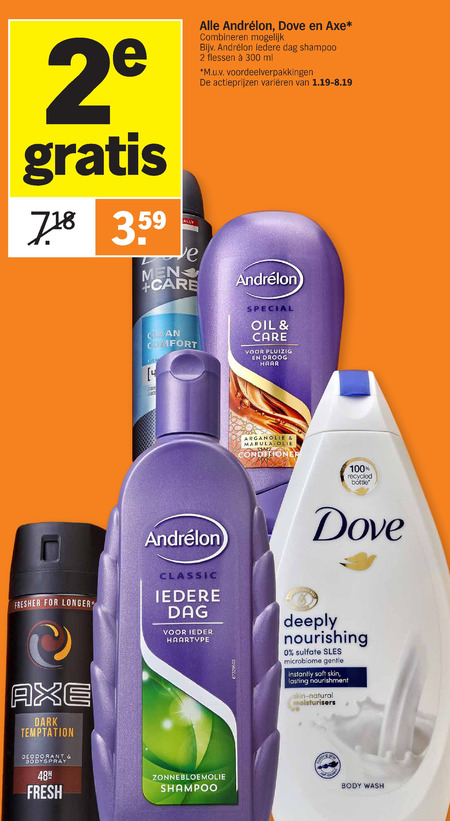 Dove   shampoo, deodorant folder aanbieding bij  Albert Heijn - details