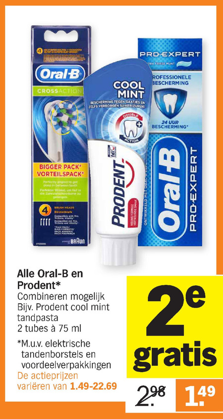 Oral-B   tandpasta, opzetborstel folder aanbieding bij  Albert Heijn - details