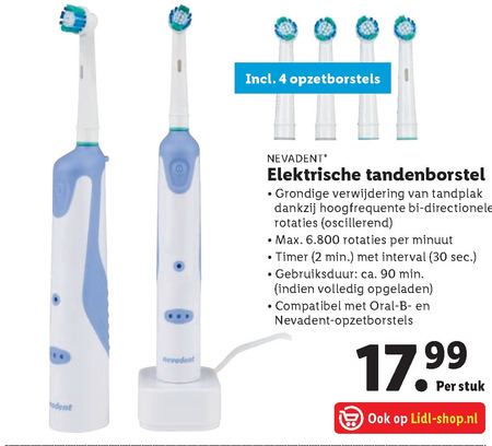 Nevadent   electrische tandenborstel folder aanbieding bij  Lidl - details