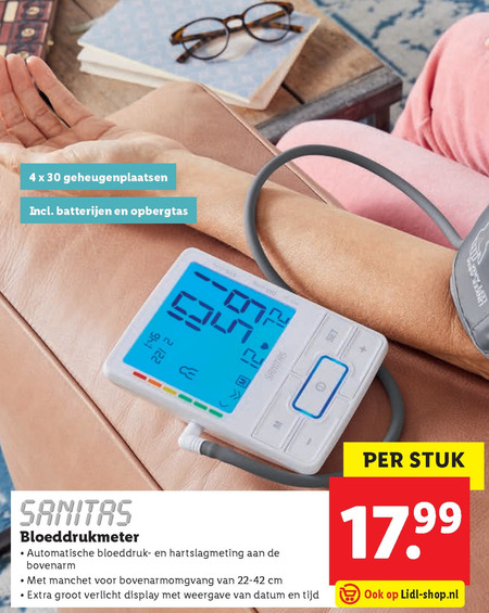 Aanvrager stap Welkom Sanitas bloeddrukmeter folder aanbieding bij Lidl - details