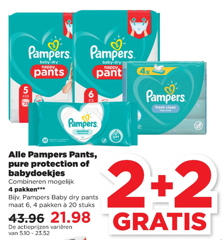 Pampers   luierbroekjes, billendoekjes folder aanbieding bij  Plus - details