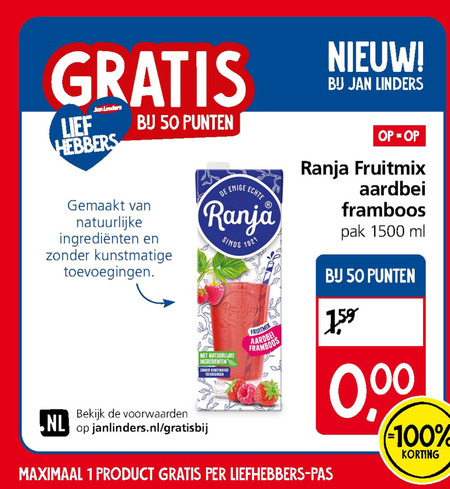 Ranja   fruitdrank folder aanbieding bij  Jan Linders - details