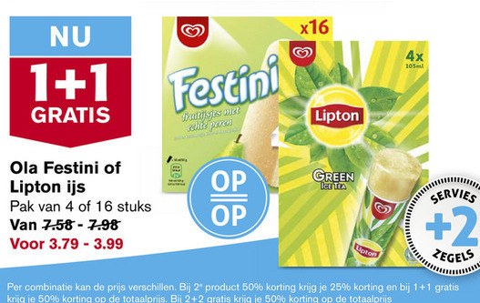 Lipton   waterijs folder aanbieding bij  Hoogvliet - details