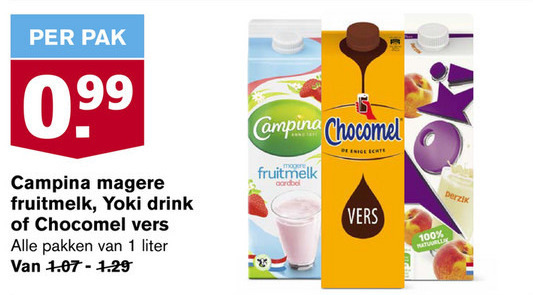 Chocomel   drinkyoghurt, chocolademelk folder aanbieding bij  Hoogvliet - details